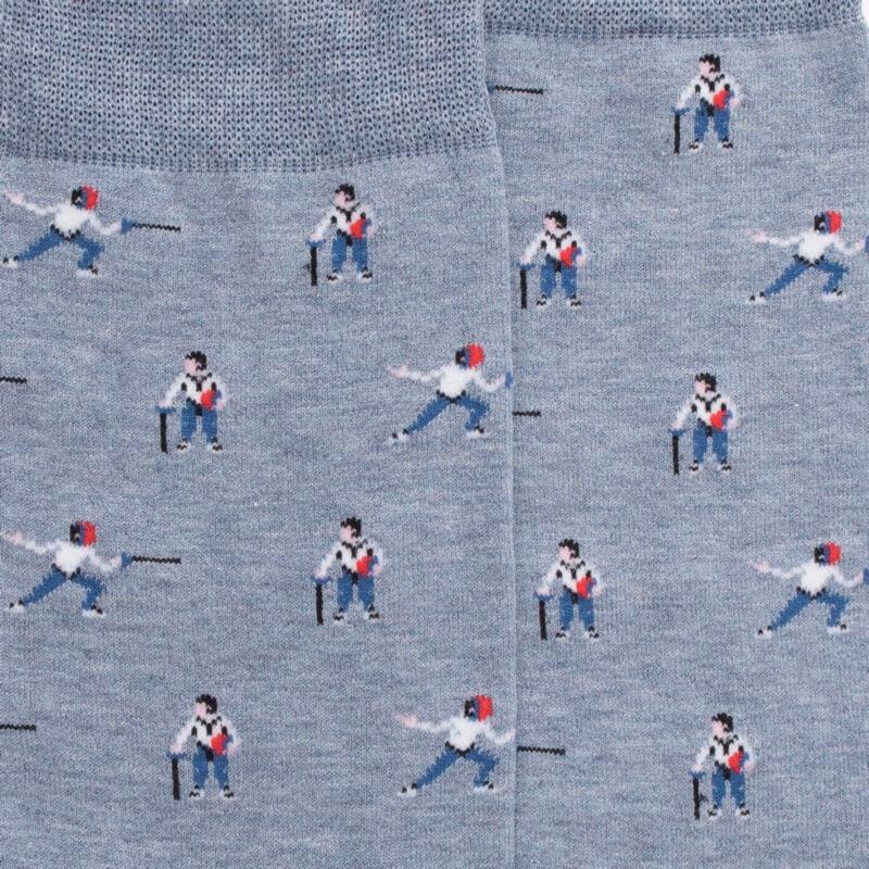 Doré Doré Chaussettes Pour Hommes En Fil D'Ecosse à Motifs D'escrime - Bleu Glacier