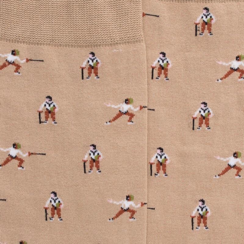 Doré Doré Chaussettes Pour Hommes En Fil D'Ecosse à Motifs D'escrime - Beige Sable