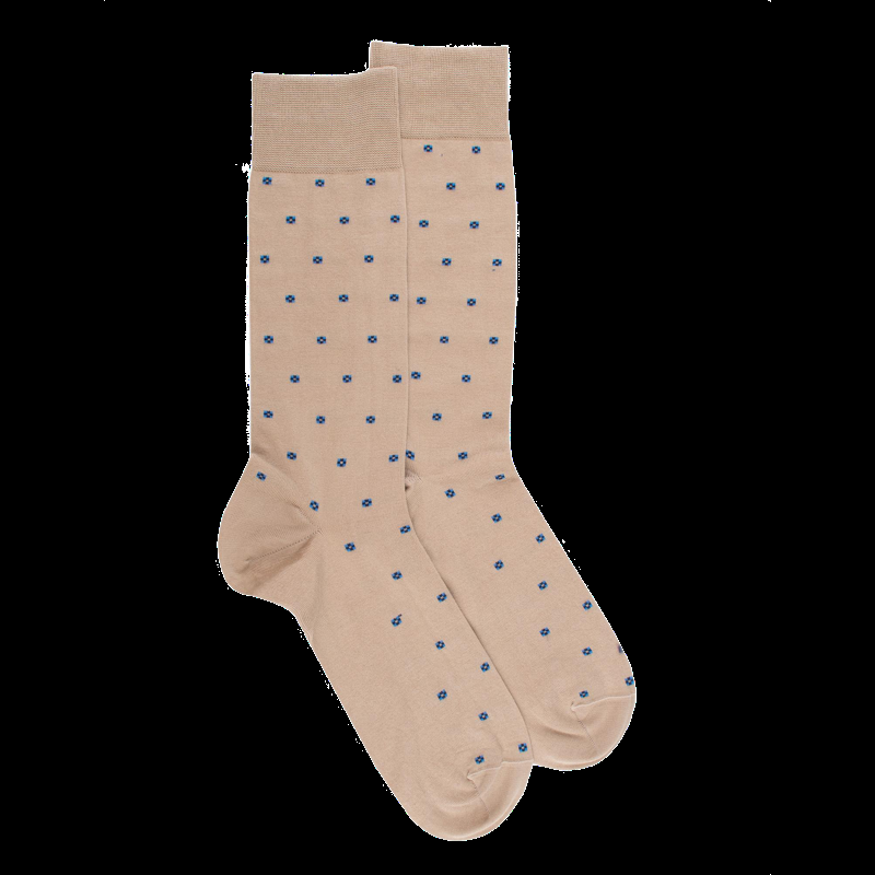 doré doré Chaussettes pour hommes en fil d'Ecosse à motifs de cravate - Beige Grège