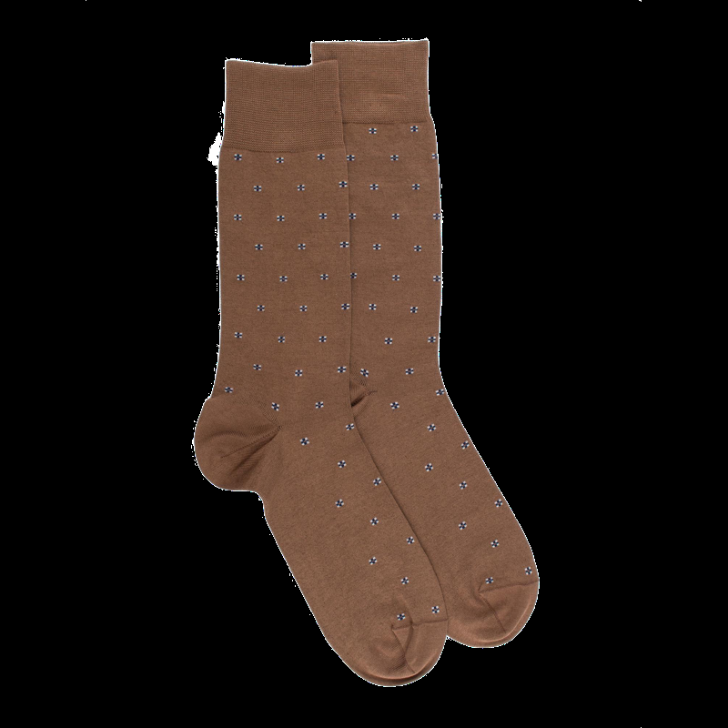 doré doré Chaussettes pour hommes en fil d'Ecosse à motifs de cravate - Marron Caille