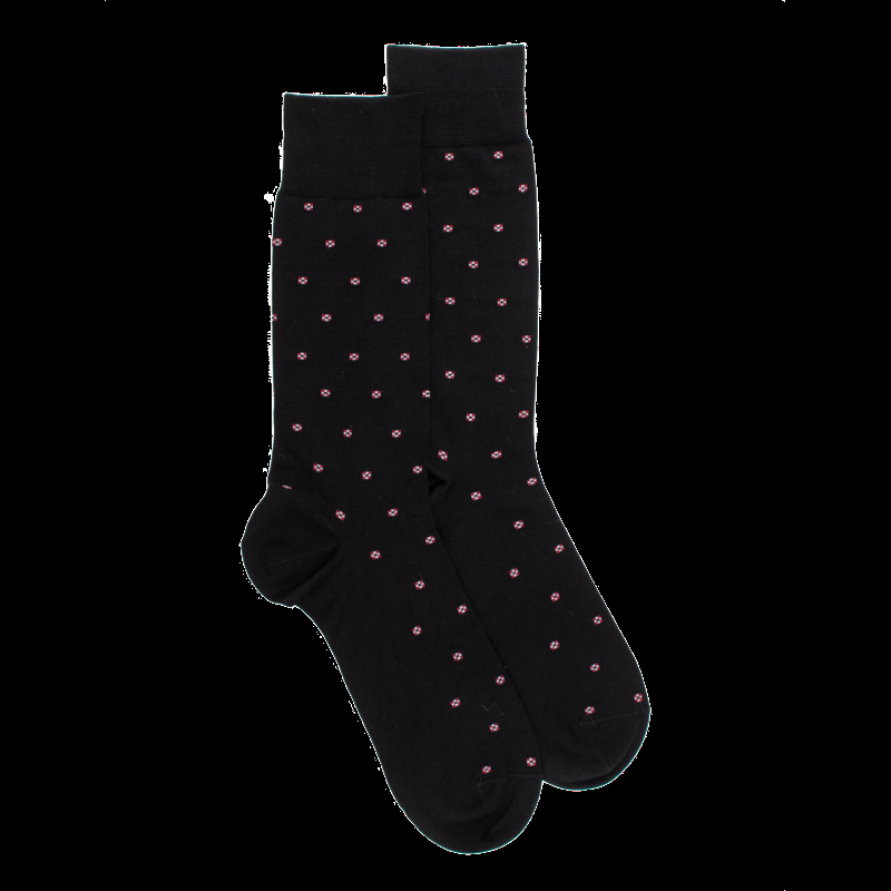 doré doré Chaussettes pour hommes en fil d'Ecosse à motifs de cravate - Noir