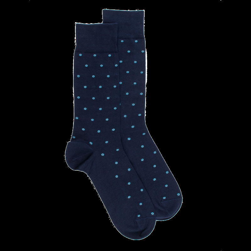 doré doré Chaussettes pour hommes en fil d'Ecosse à motifs de cravate - Bleu Matelot