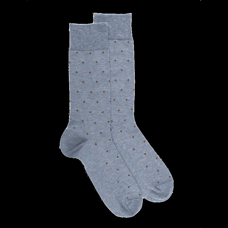 doré doré Chaussettes pour hommes en fil d'Ecosse à motifs de cravate - Bleu Glacier
