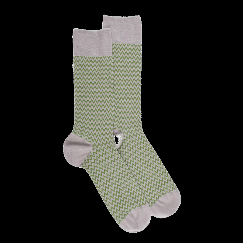 doré doré Chaussettes pour hommes en fil d'Ecosse à motifs de chevrons - Gris Métal