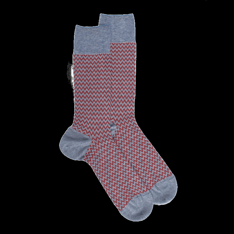 doré doré Chaussettes pour hommes en fil d'Ecosse à motifs de chevrons - Bleu Glacier