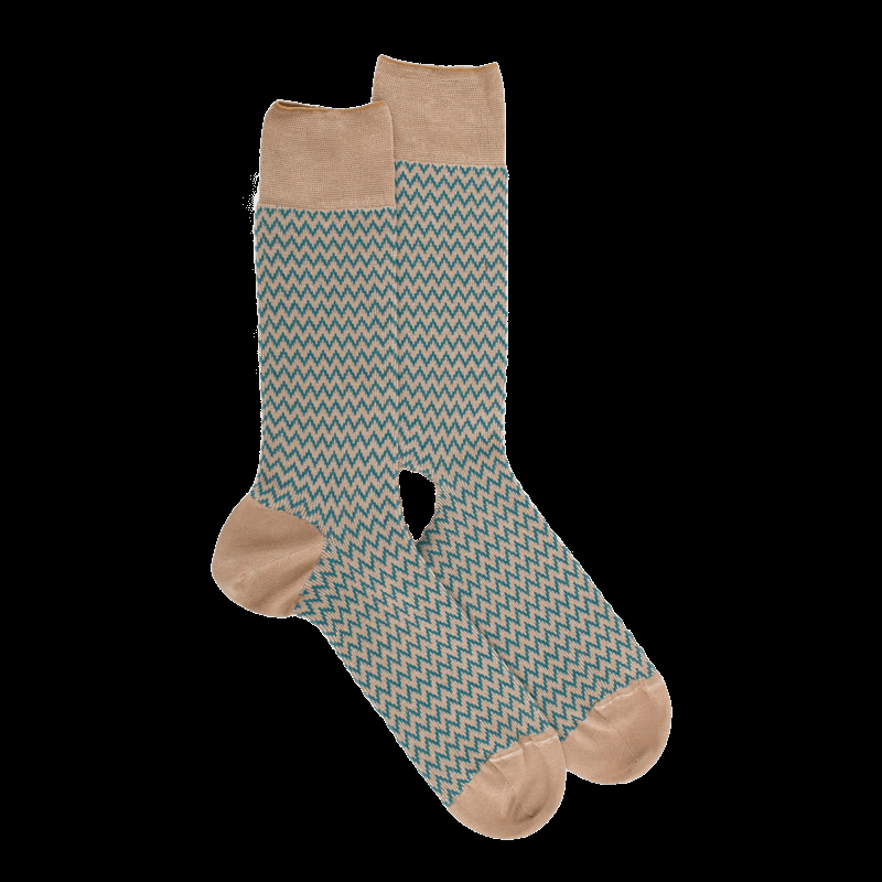 doré doré Chaussettes pour hommes en fil d'Ecosse à motifs de chevrons - Beige Sable