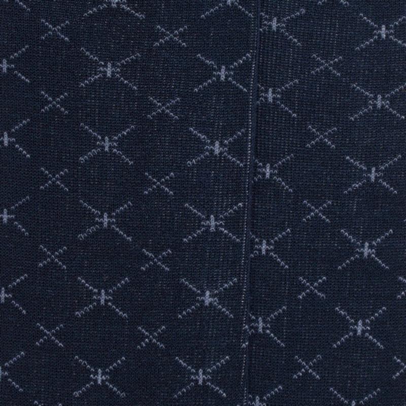 Doré Doré Chaussettes Pour Hommes En Fil D'Ecosse à Motifs Géométriques Sans Tricot élastique - Bleu Matelot