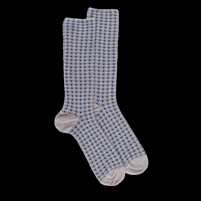doré doré Chaussettes pour hommes en fil d'Ecosse à motifs géométriques - Gris Bourrasque