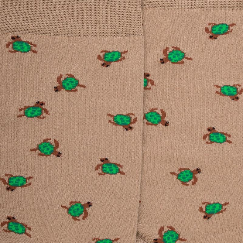 Doré Doré Chaussettes Pour Hommes En Fil D'Ecosse Avec Motif De Tortue - Beige Sable