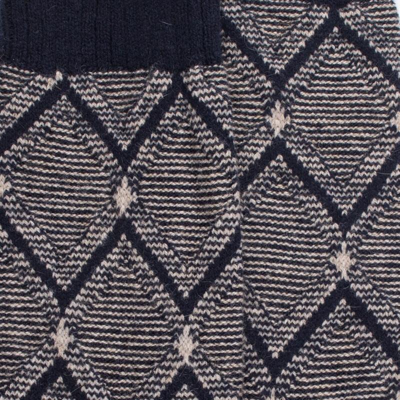 Doré Doré Chaussettes Pour Hommes En Laine Vierge Viscose Et Cachemire Avec Motifs à Losanges - Bleu Marine
