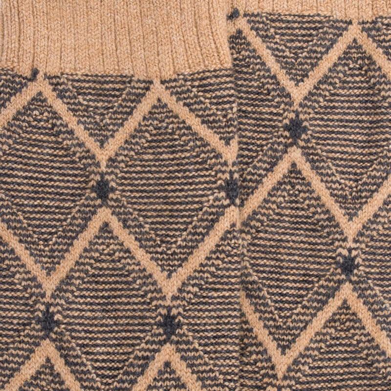 Doré Doré Chaussettes Pour Hommes En Laine Vierge Viscose Et Cachemire Avec Motifs à Losanges - Beige Désert