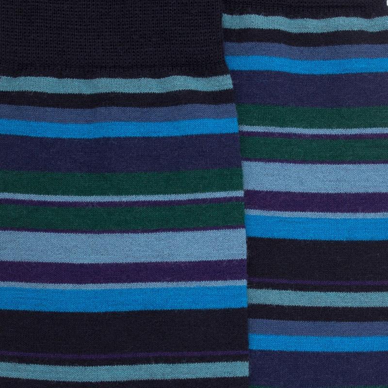 Doré Doré Chaussettes Rayures Fines Multicolores En Laine Mérinos - Navy Blue & Grey