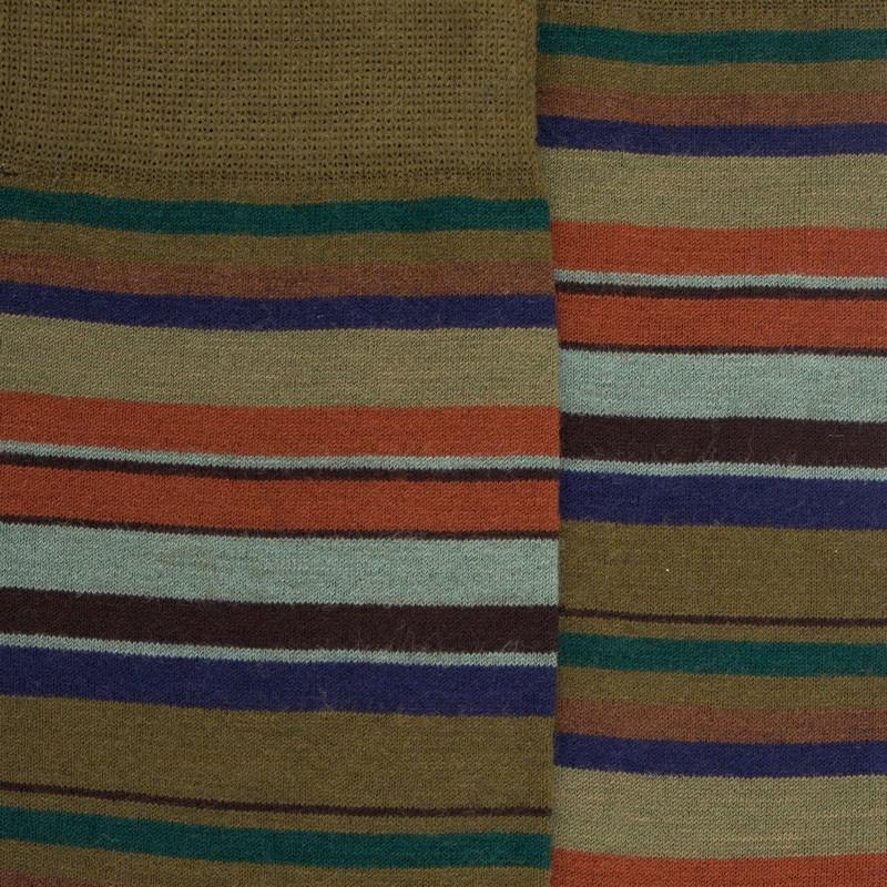 Doré Doré Chaussettes Rayures Fines Multicolores En Laine Mérinos - Vert Lichen & Gris-vert Fer