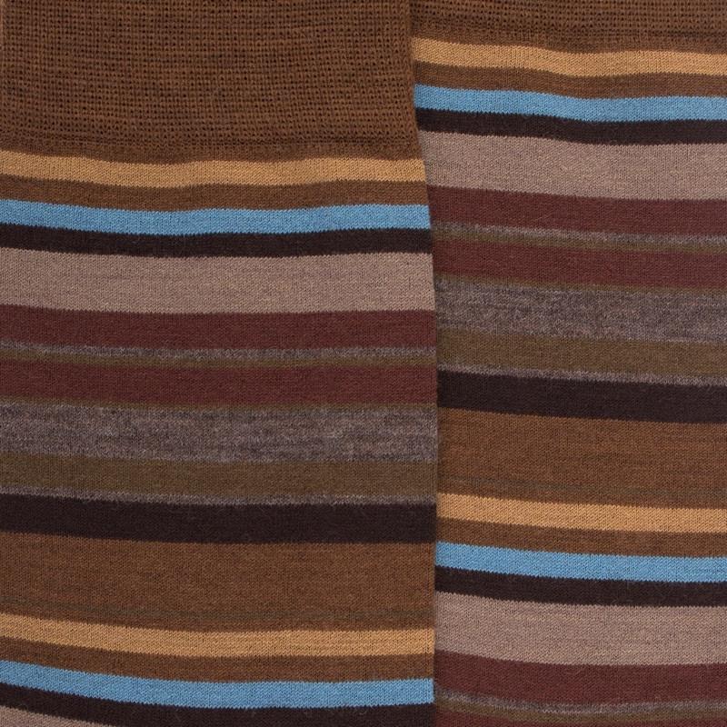 Doré Doré Chaussettes Rayures Fines Multicolores En Laine Mérinos - Bois & Camel