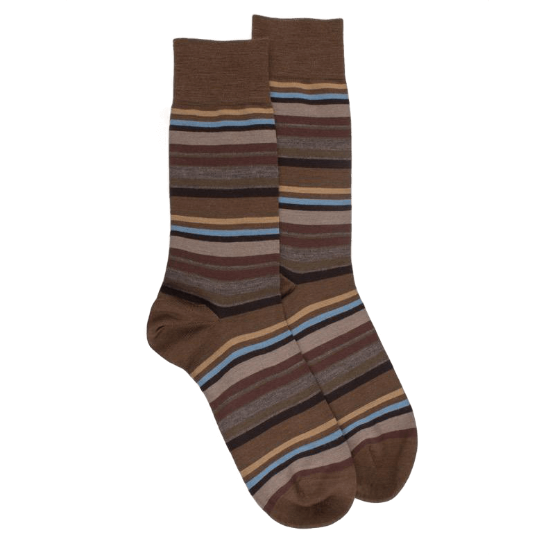 doré doré Chaussettes rayures fines multicolores en laine mérinos - Bois & camel