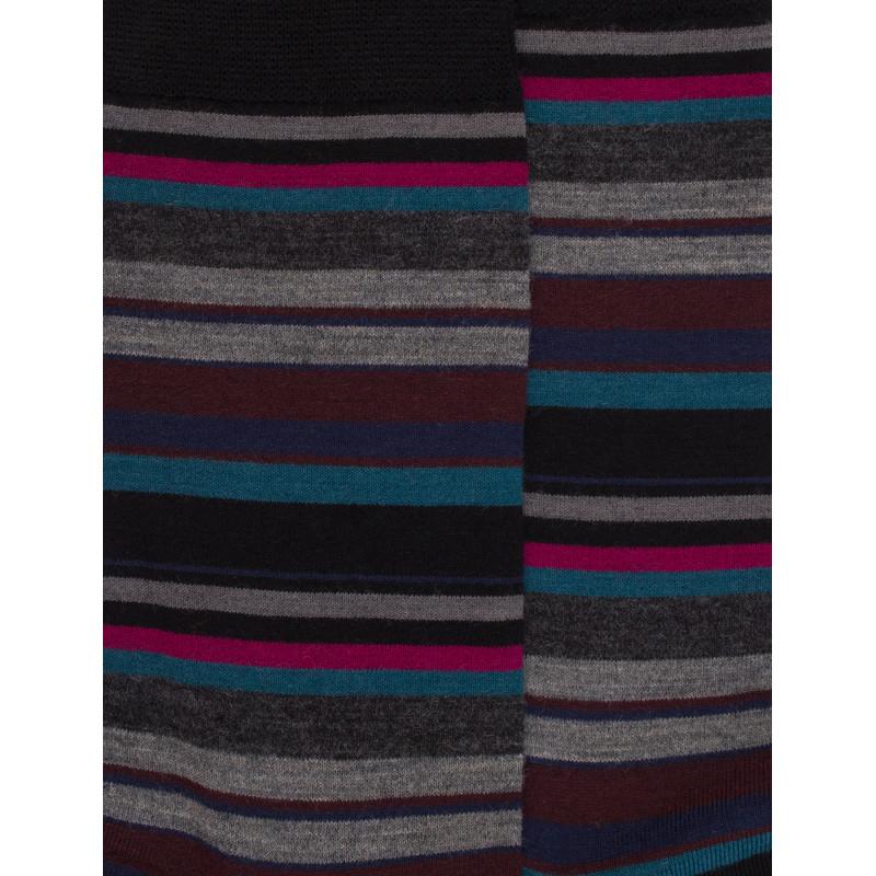 Doré Doré Chaussettes Rayures Fines Multicolores En Laine Mérinos - Noir
