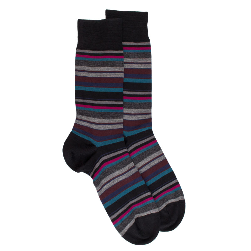 doré doré Chaussettes rayures fines multicolores en laine mérinos - Noir