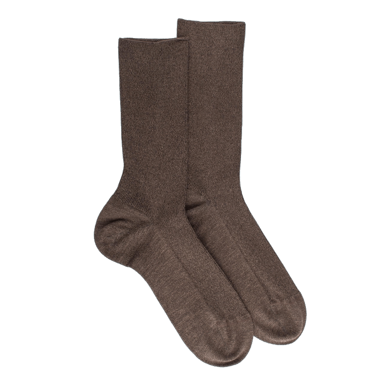doré doré Chaussettes sans bord élastique en coton égyptien - Spécial jambes sensibles - Brun loutre