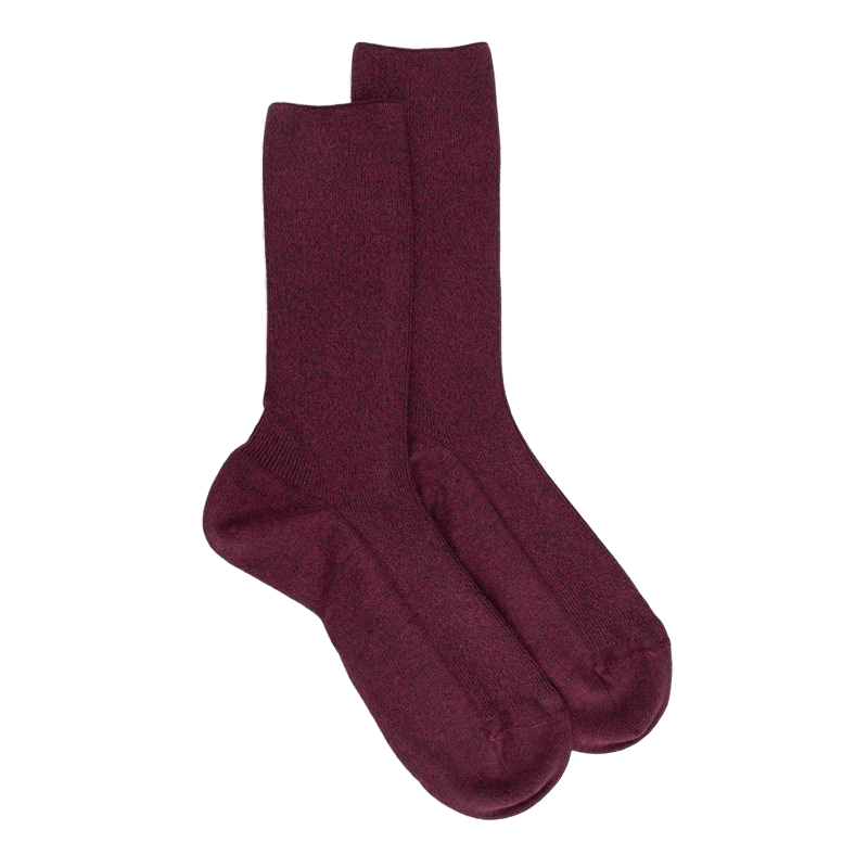 doré doré Chaussettes sans bord élastique en coton égyptien - Spécial jambes sensibles - Couleur prune