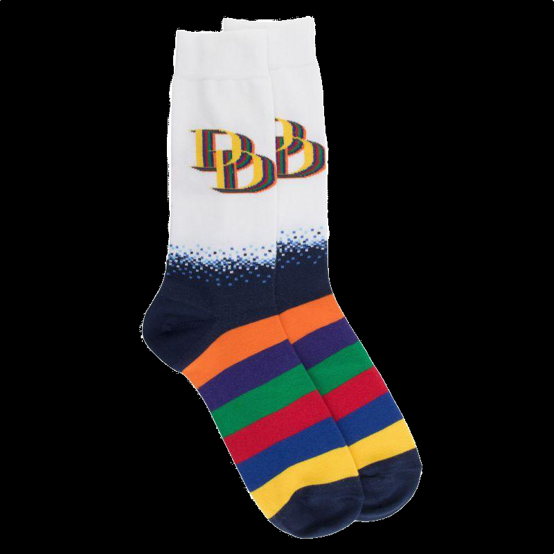 Doré Doré Chaussettes Unisexes Blanches En Coton Avec Rayures Sur Pied