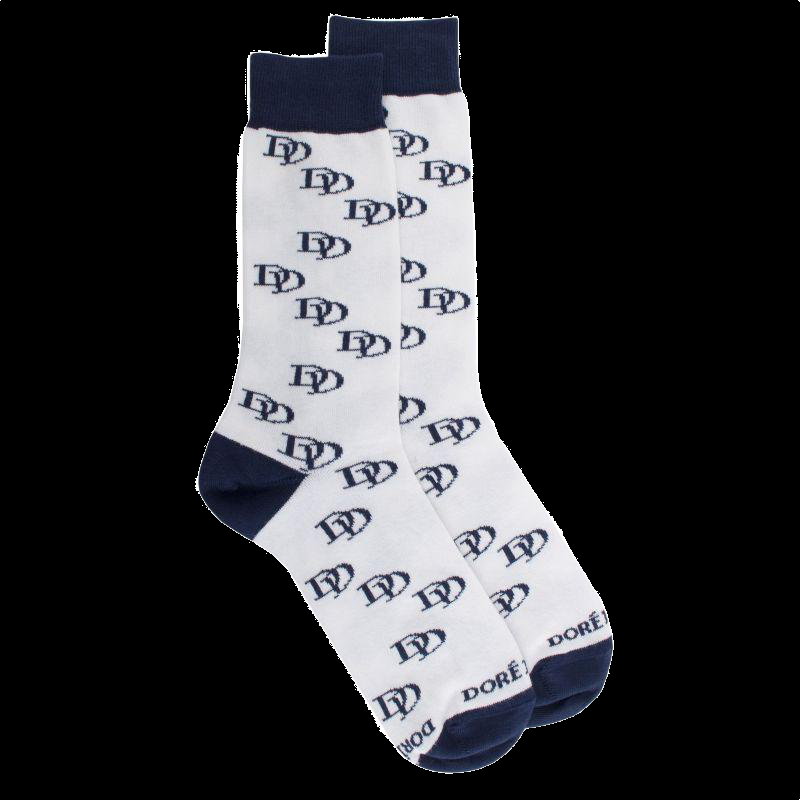 Doré Doré Chaussettes Unisexes Blanches En Coton Avec Spirales Et Logo DD