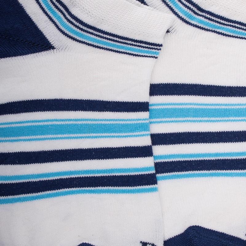 Doré Doré Chaussons Courtes Pour Enfants En Fil D'Ecosse à Rayures Colorées - Blanc