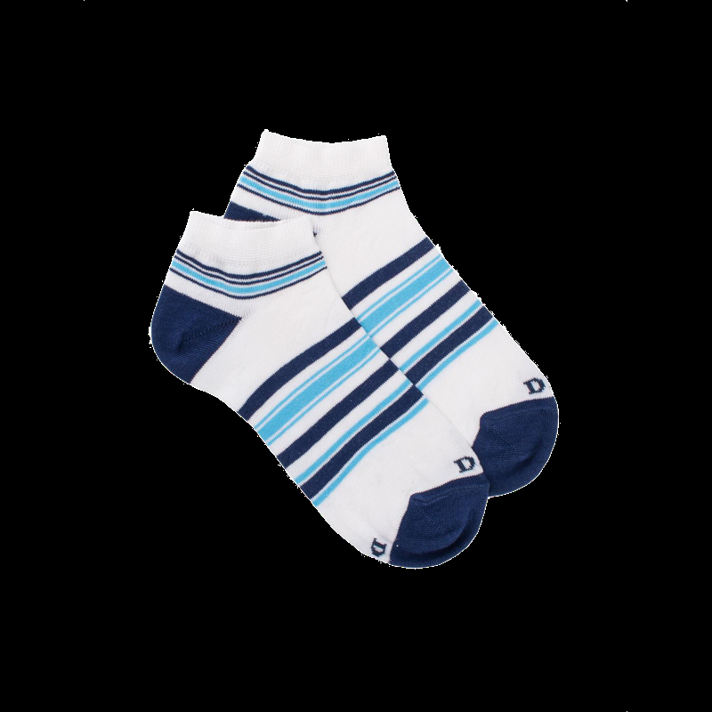 doré doré Chaussons courtes pour enfants en fil d'Ecosse à rayures colorées - Blanc