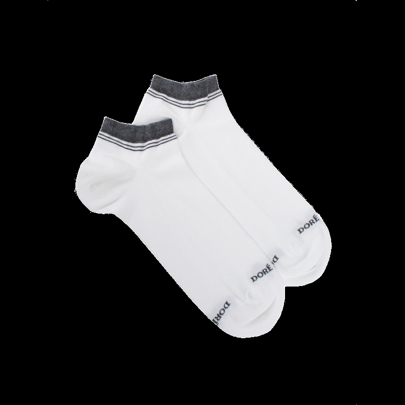 Doré Doré Chaussons En Coton Uni Pour Femmes Avec Bordures Contrastées - Blanc & Gris Oxford