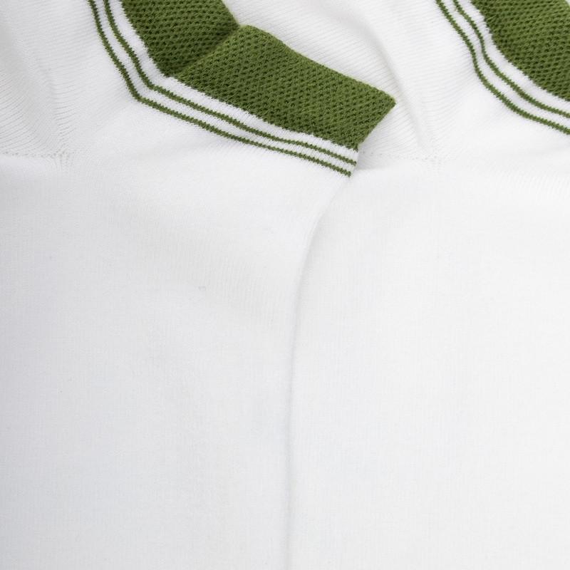 Doré Doré Chaussons En Coton Uni Pour Femmes Avec Bordures Contrastées - Blanc & Vert Campagne