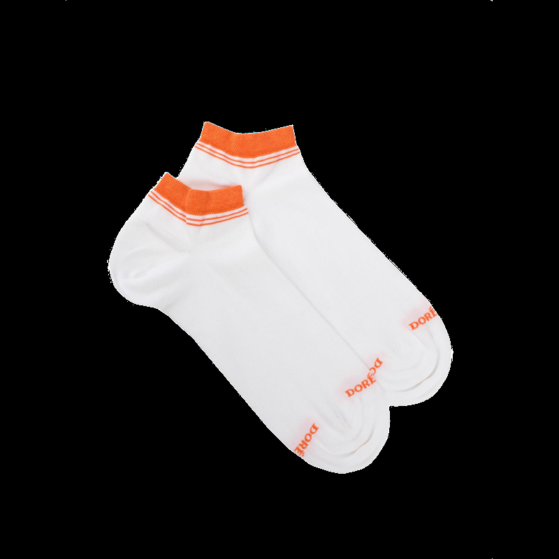 doré doré Chaussons en coton uni pour femmes avec bordures contrastées - Blanc & Oranger