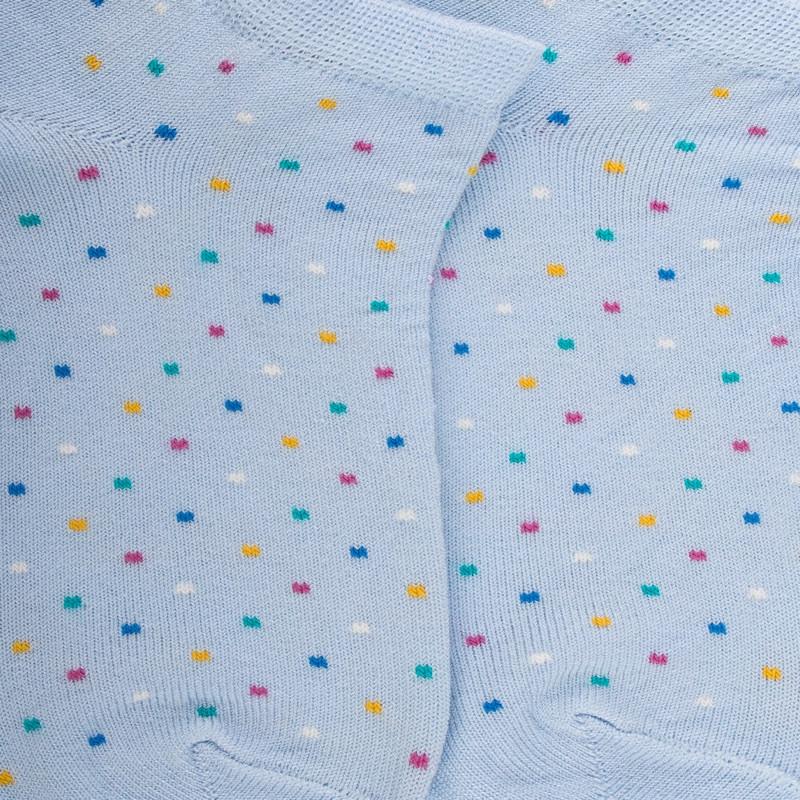 Doré Doré Chaussons Pour Enfants En Fil D'Ecosse à Motifs De Petits Points Colorés - Bleu Vague
