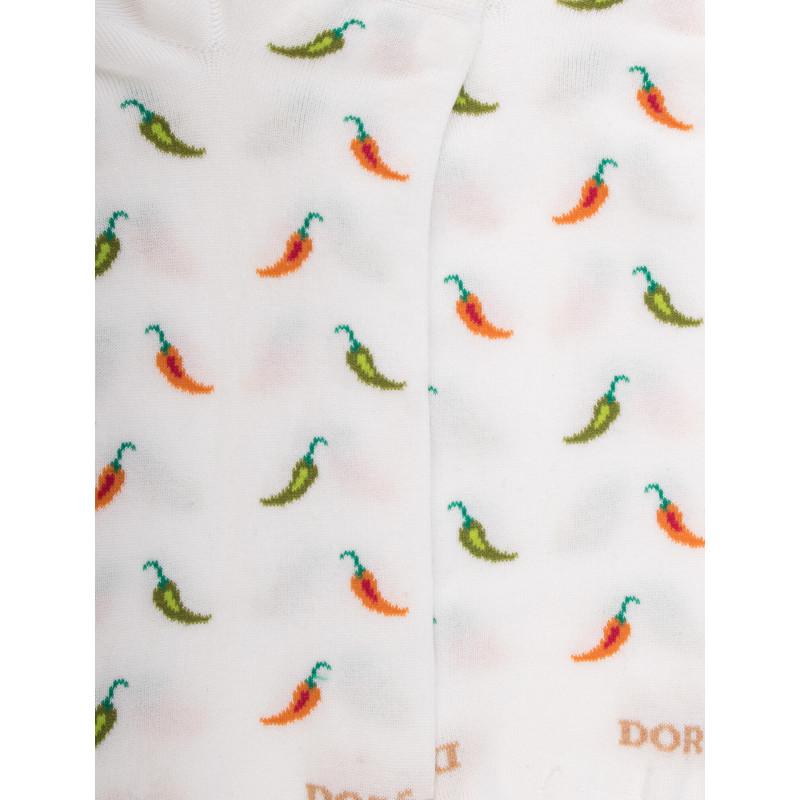 Doré Doré Chaussons Pour Hommes En Fil D'Ecosse à Motifs Des Piments - Blanc