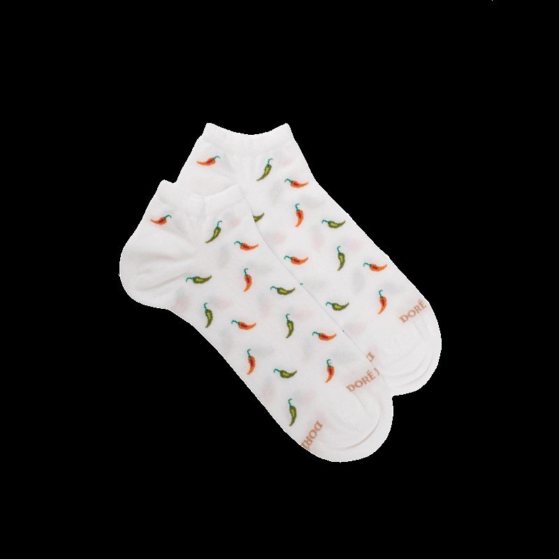 doré doré Chaussons pour hommes en fil d'Ecosse à motifs des piments - Blanc