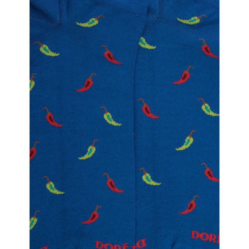 Doré Doré Chaussons Pour Hommes En Fil D'Ecosse à Motifs Des Piments - Bleu Cosmos