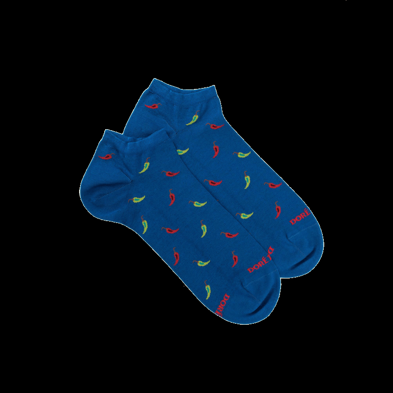 doré doré Chaussons pour hommes en fil d'Ecosse à motifs des piments - Bleu Cosmos