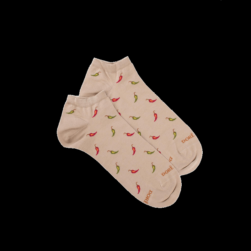 doré doré Chaussons pour hommes en fil d'Ecosse à motifs des piments - Beige Grège