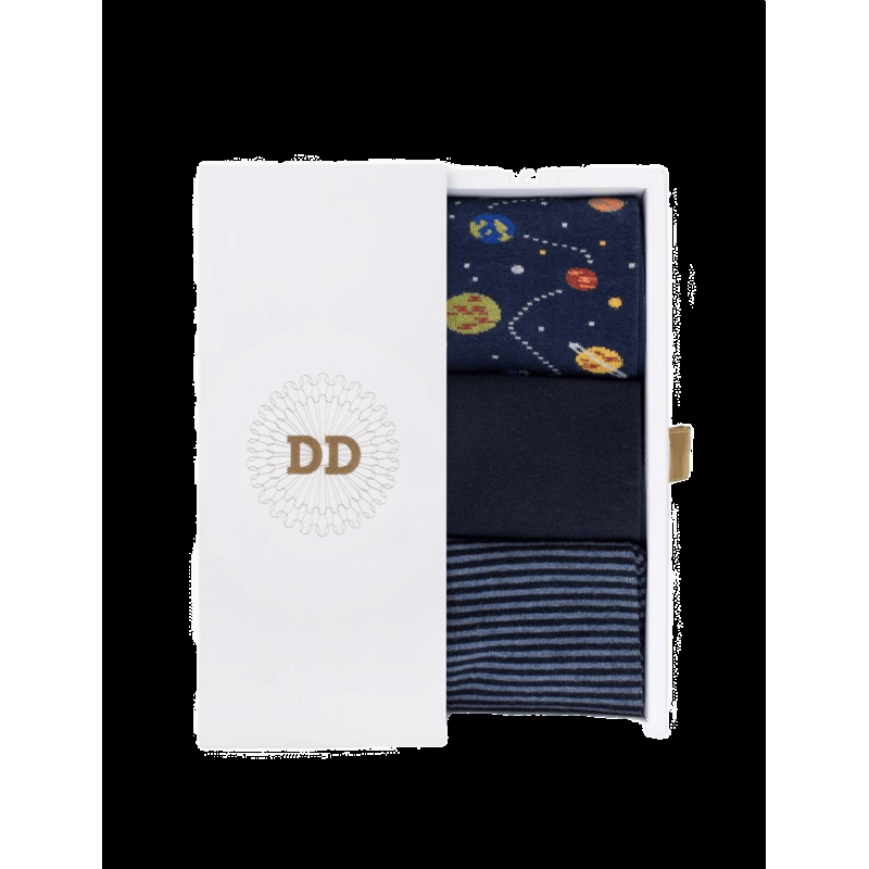 doré doré Coffret cadeau 3 paires de chaussettes fantaisie - Bleu