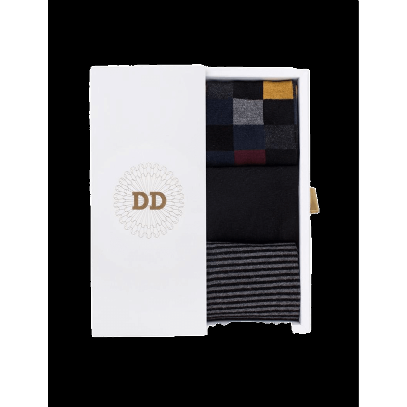 doré doré Coffret cadeau 3 paires de chaussettes fantaisie - Noir