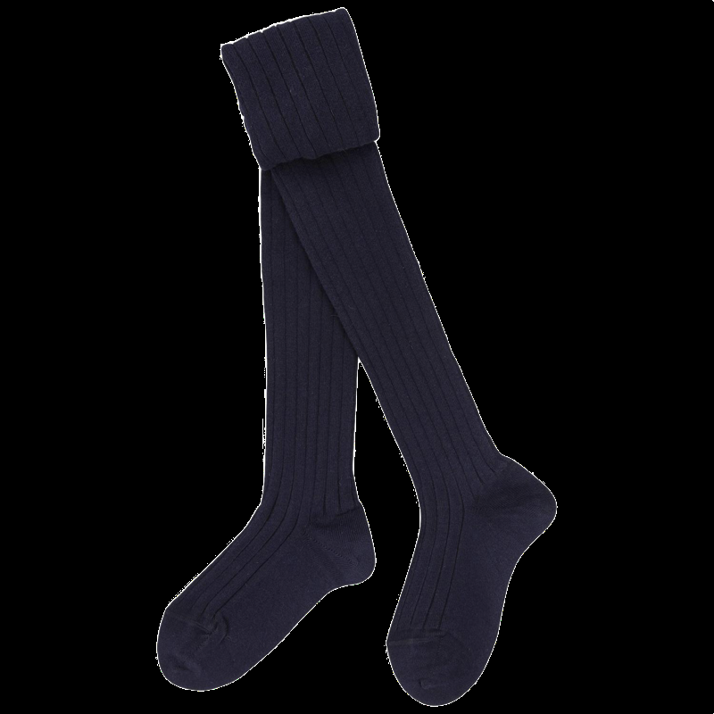 doré doré Collant enfant côtelé en coton doux - Bleu marine