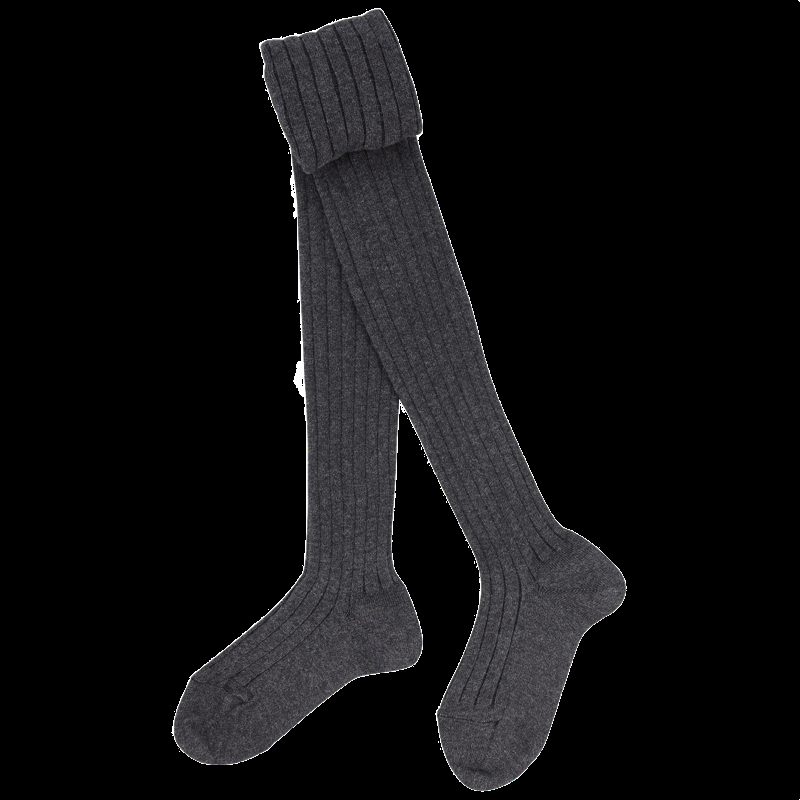doré doré Collant enfant côtelé en coton doux - Gris suie