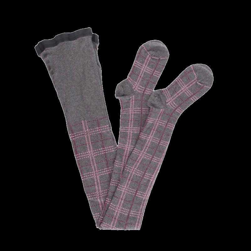 doré doré Collant enfant en coton motif tartan - Gris
