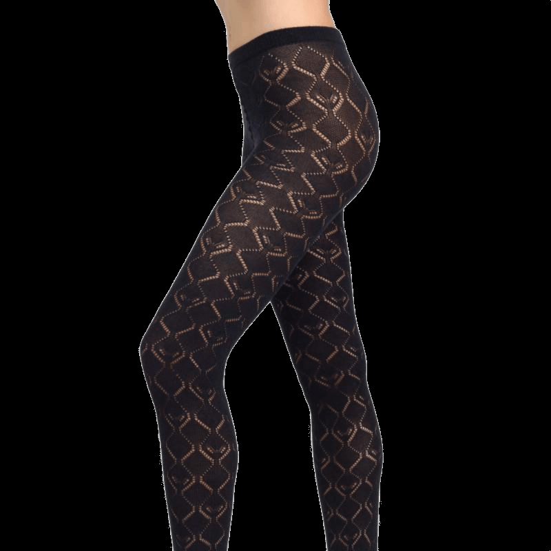 Doré Doré Collant Femme Ajourés En Coton Et Cachemire - Noir
