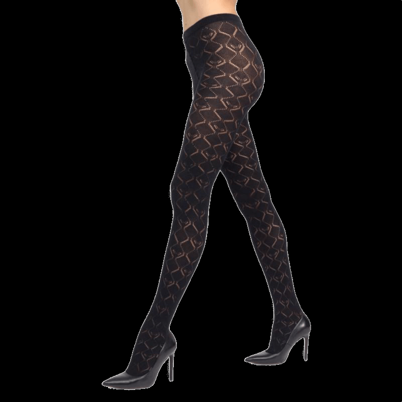 doré doré Collant femme ajourés en coton et cachemire - Noir