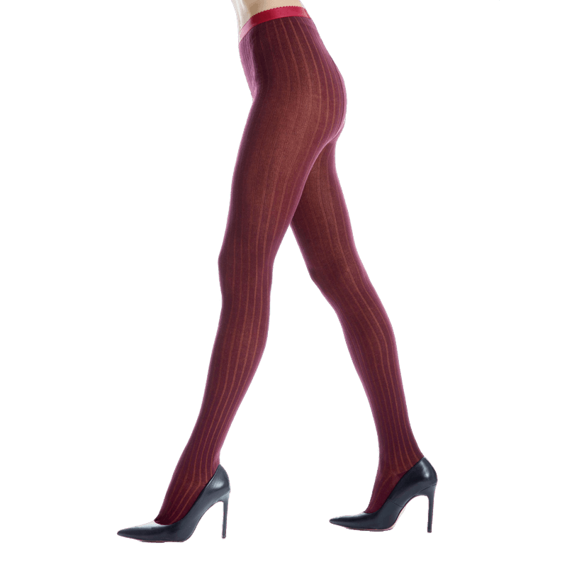 doré doré Collants pour femmes en coton côtelé - Couleur prune