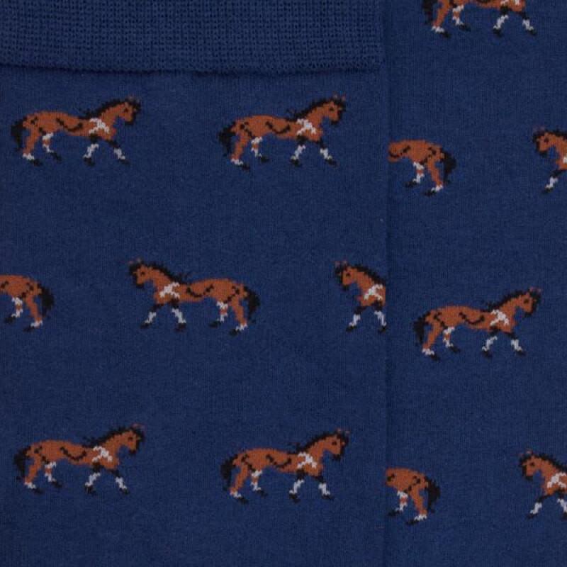 Doré Doré Chaussettes Coton à Motifs Chevaux - Bleu