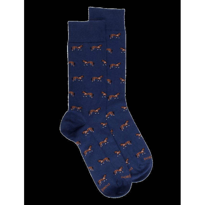 doré doré Chaussettes coton à motifs chevaux - Bleu