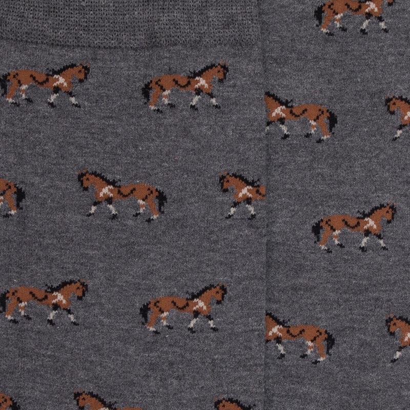 Doré Doré Chaussettes Coton à Motifs Chevaux - Gris