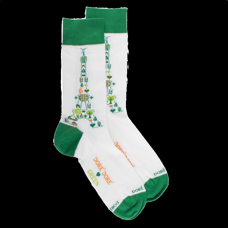 Doré Doré Chaussettes Homme LOVE GREEN - Blanc
