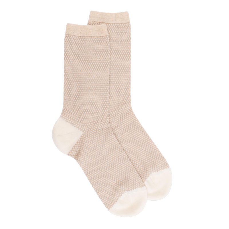 doré doré Chaussettes laine avec micro pois - écru
