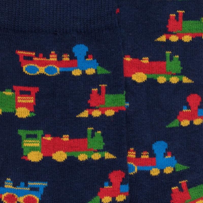 Doré Doré Chaussettes Motifs De Petits Trains - Bleu